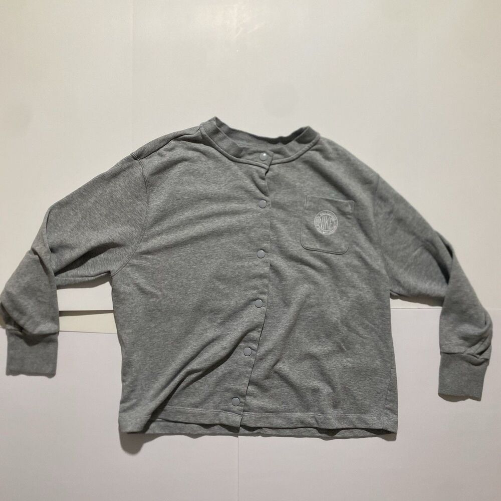 Nike Gray Snap Button Cardigan Men's Sweater 1X Regular Crew Neck Long Sleeve